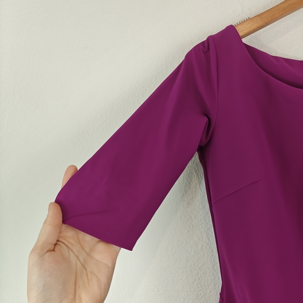 Chiara Boni La Petite Robe Magenta Ruched Sheath Dress 6 Luxury Stretch Cocktail - Picture 8 of 16